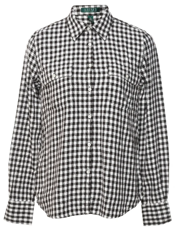 Ralph Lauren Checked Shirt - M Houndstooth Herringbone Solid