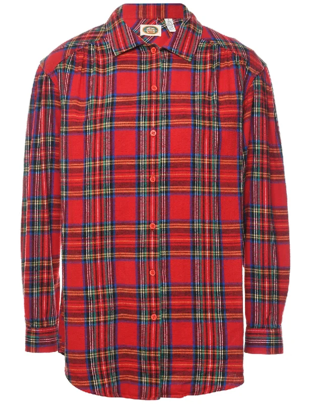 Red Checked Shirt - S Front Pockets Side Pockets Patch Pockets
