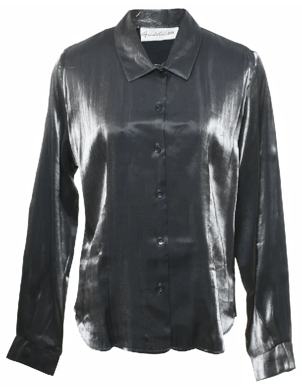 Silver Evening Shirt - M Lace Blend Ribbed Blend Corduroy Blend