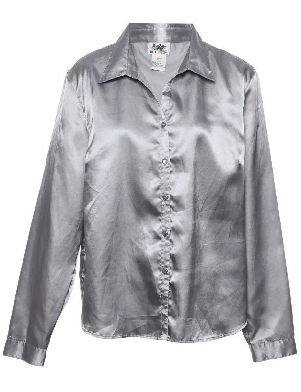 Silver Shiny Metallic Shirt - XL Elasticated Padded Insulated