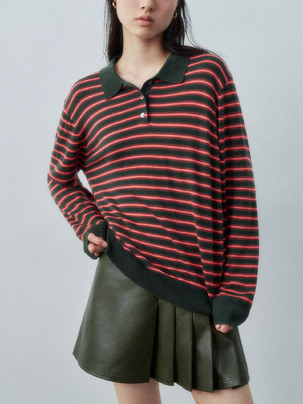 Striped Loose Knitted T-Shirts Layered Multi-layer Single Layer