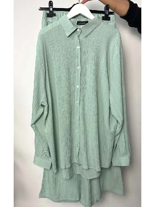 TEXTURED SHIRT CO-ORD MINT Anti-Pilling Machine Wash Handmade