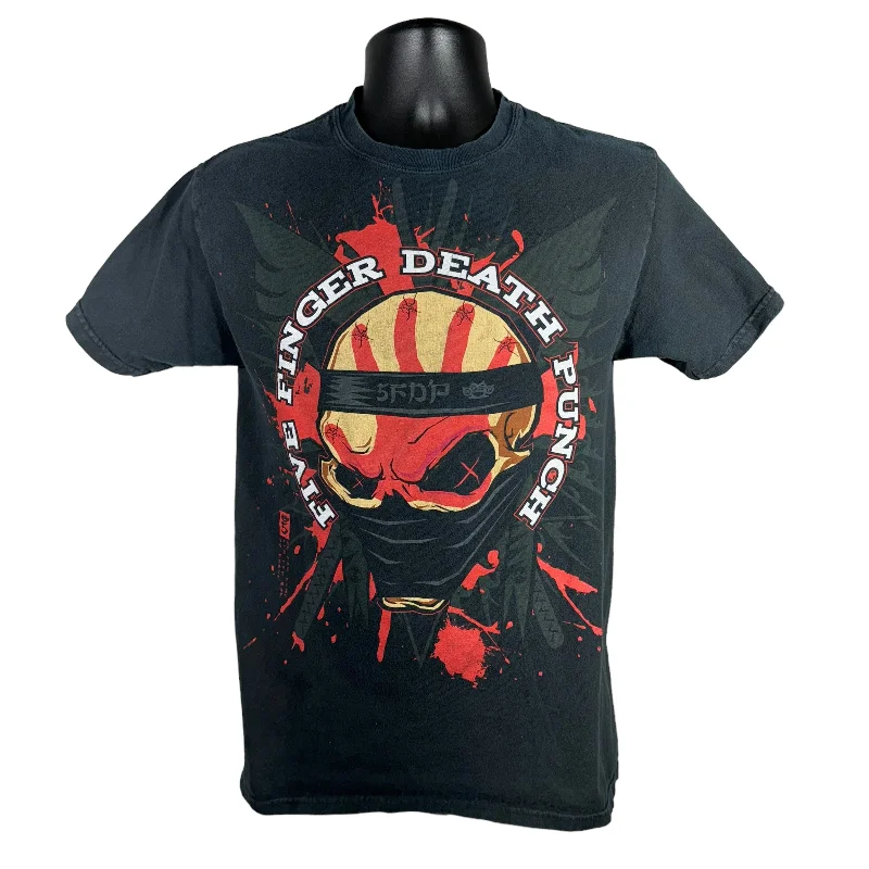 Vintage Five Finger Death Punch "Ninja" Band Tee 2000s Collared Crew Neck Turtle Neck