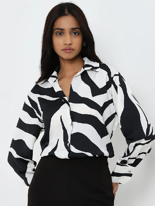 Wardrobe Black & White Abstract Printed Shirt Houndstooth Herringbone Solid