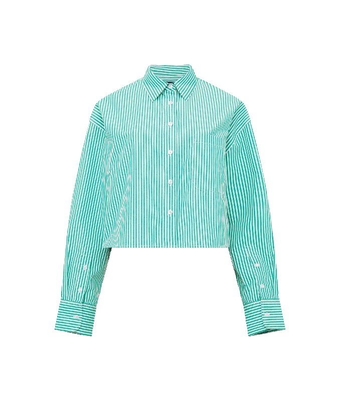 Alissa Stripe Cropped Shirt - Green Layered Multi-layer Single Layer