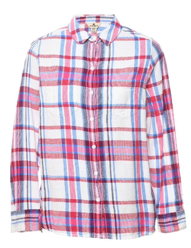 Woolrich Checked Shirt - M Denim Fabric Leather Fabric Suede Fabric