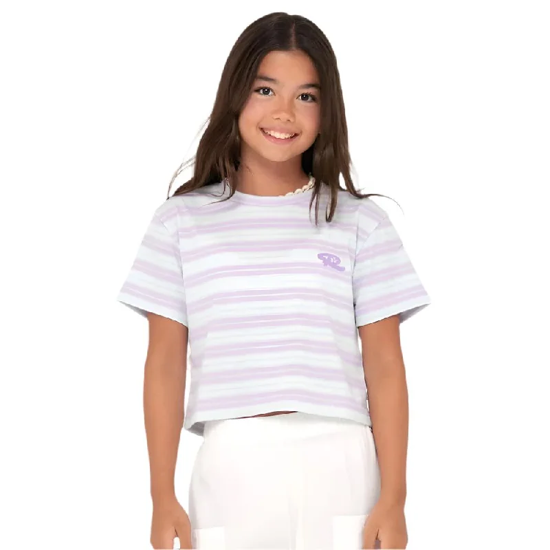 Camila Stripe Tee - Kids Spandex Blend Rayon Blend Denim Blend