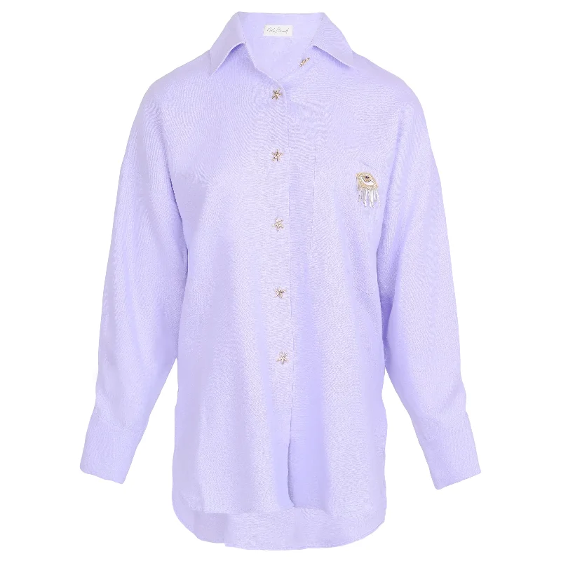 Linen Shirt With Eye Lilac Jersey Fabric Tulle Fabric Batik Fabric