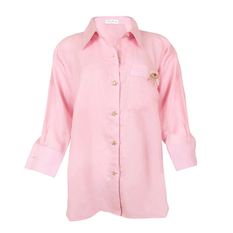 Linen Shirt With Eye Pink Rayon Fabric Velvet Fabric Corduroy Fabric